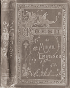 Coperta editiei I a "Poesiilor" lui M. Eminescu